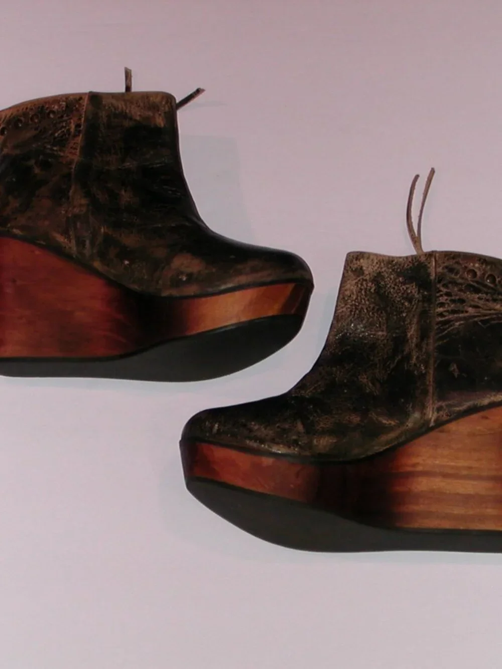 Bed Stu Ghent Boot Distressed Leather Studded Zip Up Wedges Women's Size 7